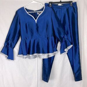 Blue and Silver Mystique by Ben Marc Two Piece Suit Women's 8